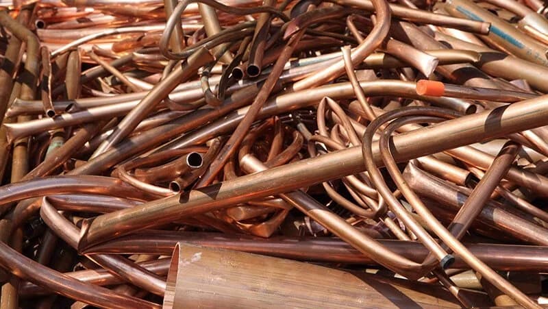 Copper wire coils pipe and offcuts sorted for scrap pickup