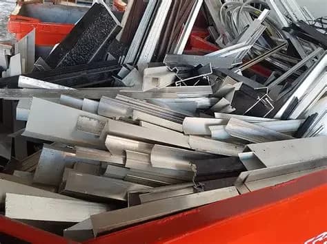 Aluminium offcuts and metal pieces collected for recycling
