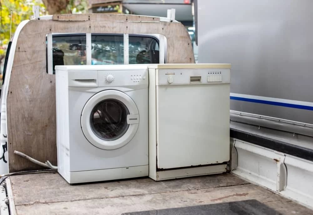Washing machine and dishwasher loaded for appliance recycling